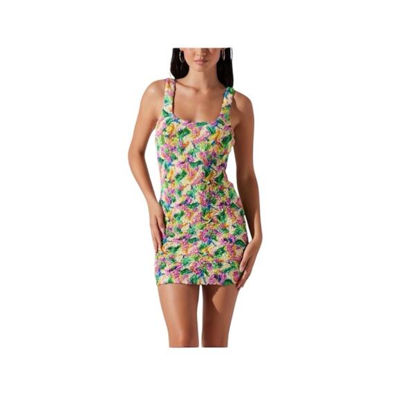 NWOT ASTR the Label Dolcetto Dress Multi-Color Bodycon Mini Dress Size Medium - Picture 1 of 9